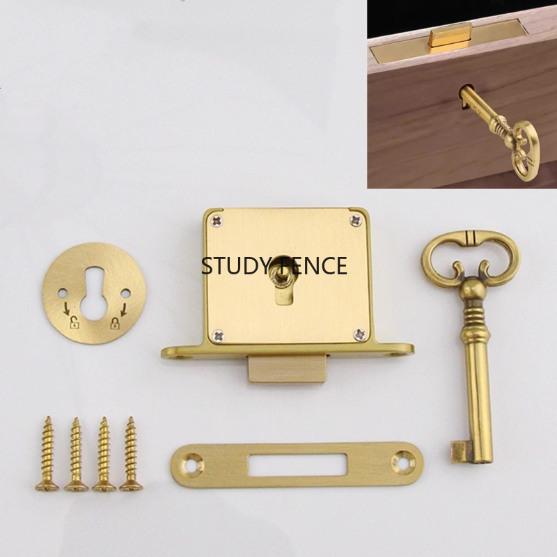 1PC Antique Metal Drawer Lock  – Furniture Hardware Brass recenzja i cena